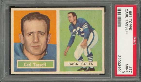 1957 Topps Football #77 Carl Tasseff – PSA MINT 9